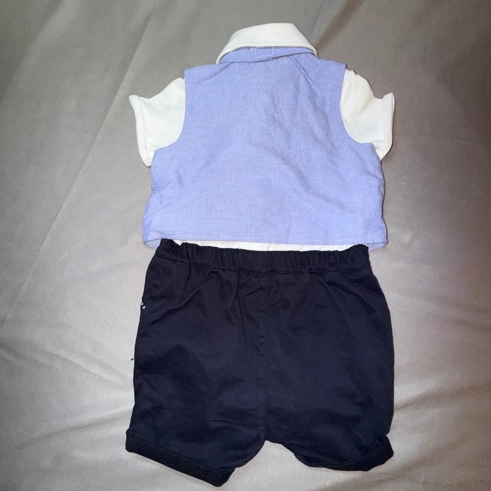 Ted BAKER Boys‎ Blue Vest Bodysuit Romper Bow Tie Outfit 18-24M NWOT